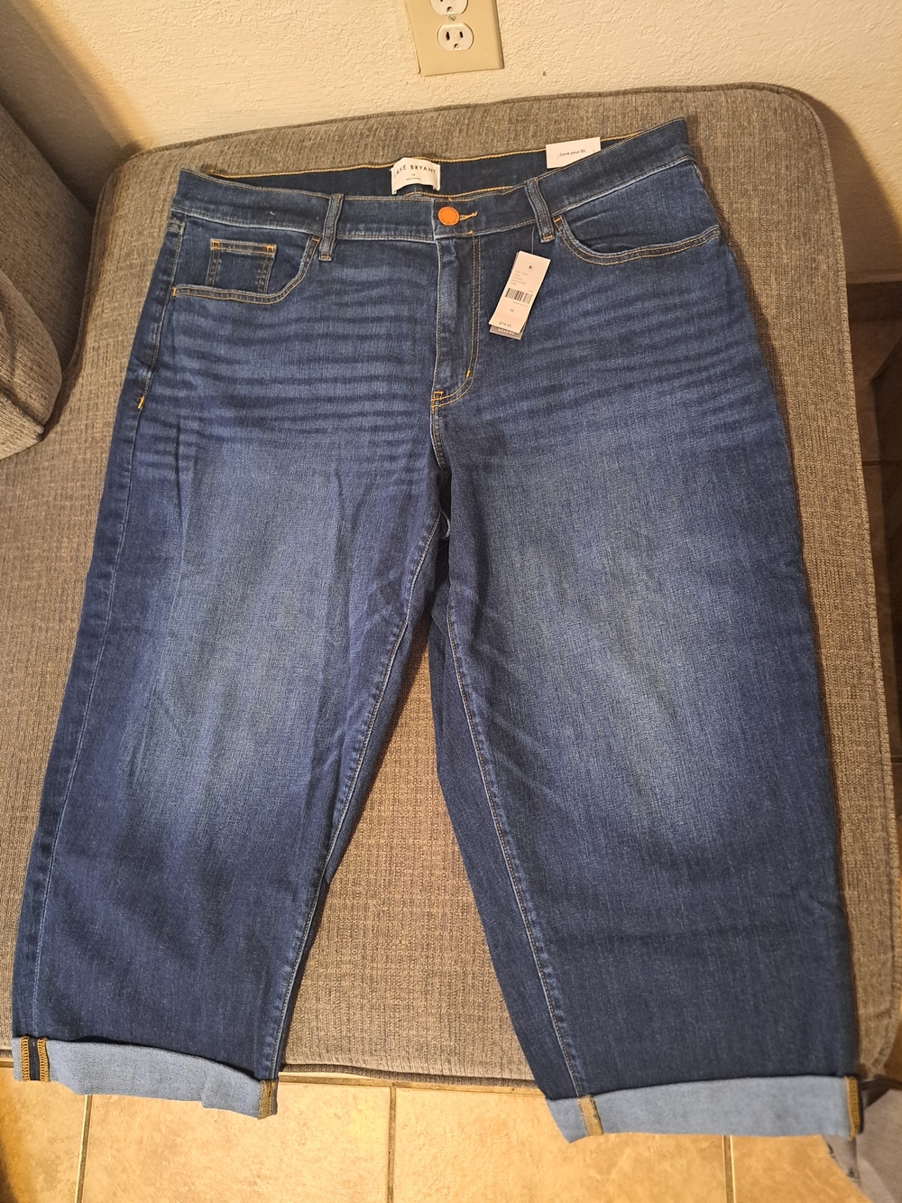 Lane Bryant Dark Blue Cropped Roll-Cuff Jeans
